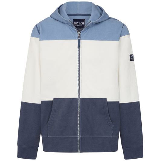 LJ722 - Mens Pique Full Zip Panel Hooded Sweatshirt - Sky