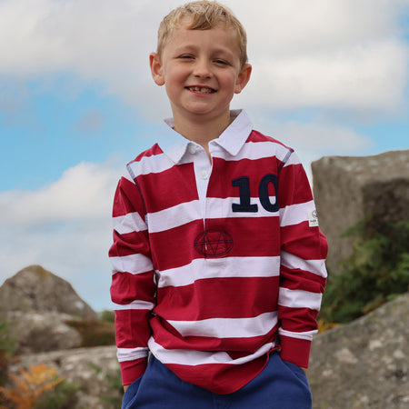 LJ78C - Long Sleeve Rugby Top - Crimson