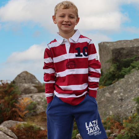LJ78C - Long Sleeve Rugby Top - Crimson