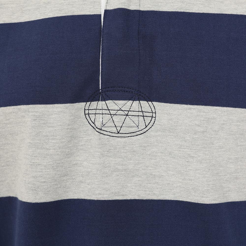 LJ78 - Men's Striped Rugby Shirt - Grey Marl