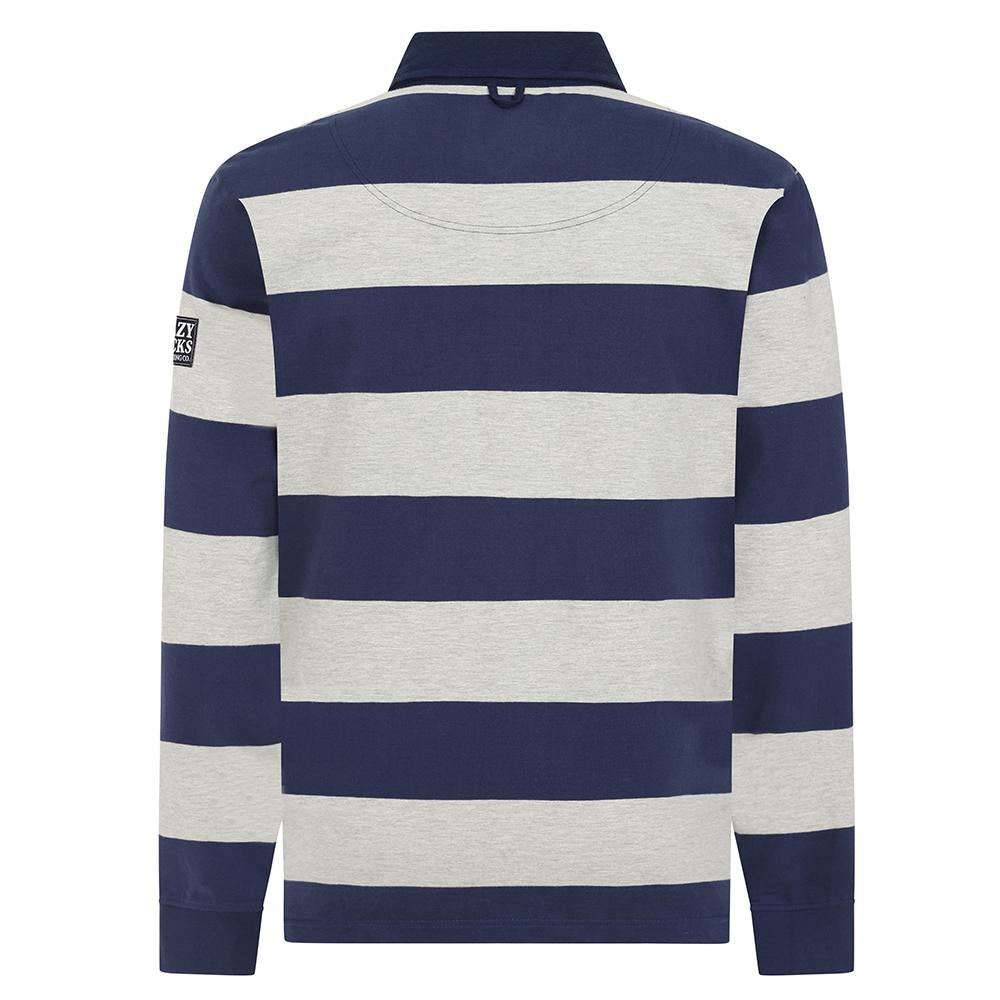 LJ78 - Men's Striped Rugby Shirt - Grey Marl