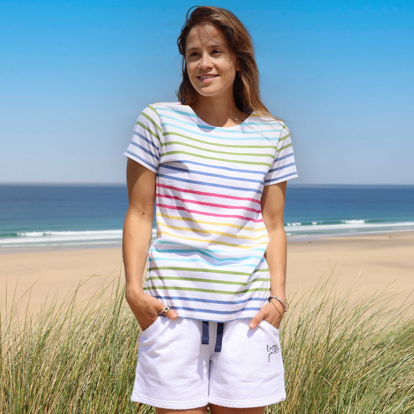 LJ8M - Ladies Short Sleeve Top - Rainbow