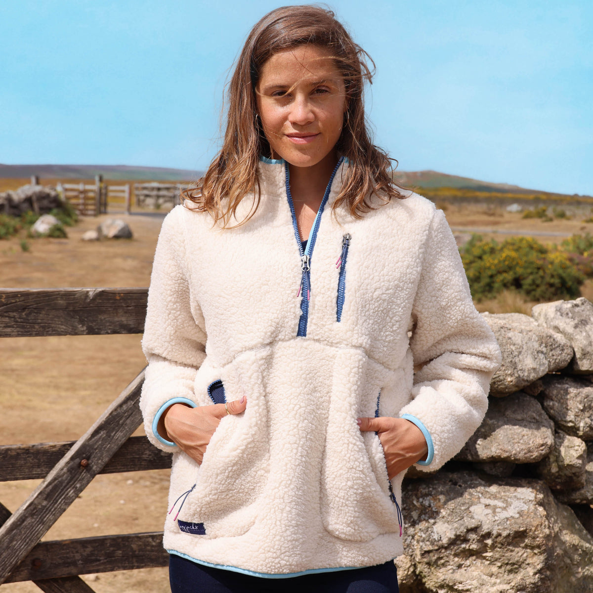 LJ800 - Ladies Half Zip Sherpa Fleece - Oatmeal Spearmint
