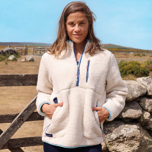 LJ800 - Ladies Half Zip Sherpa Fleece - Oatmeal Spearmint