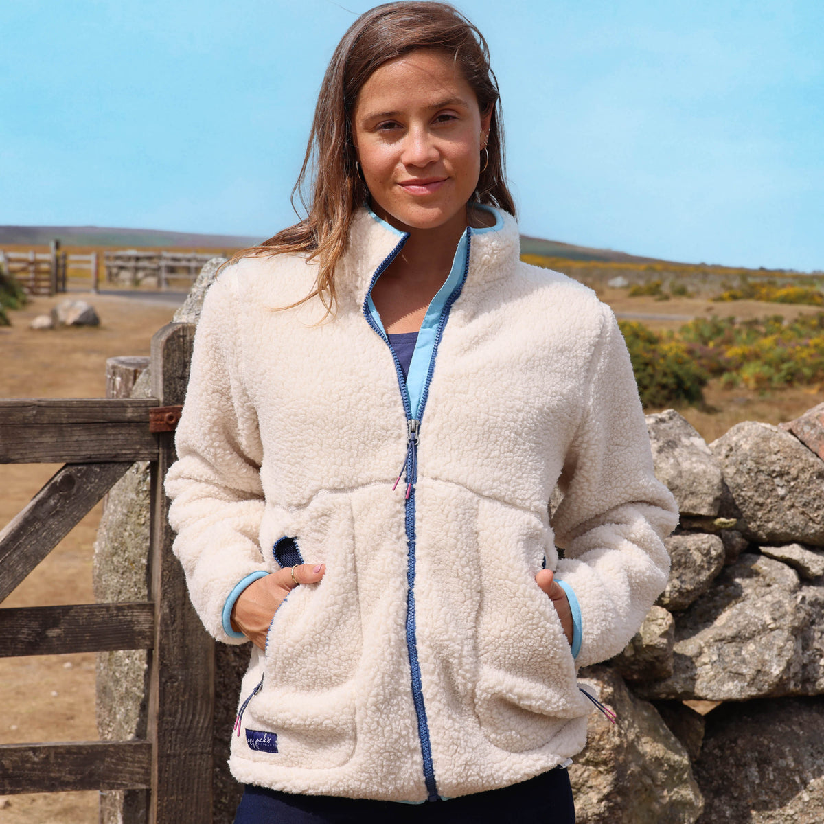 LJ801 - Ladies Full Zip Sherpa Fleece - Oatmeal Spearmint