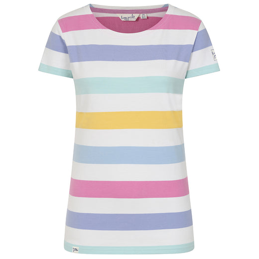 LJ8M - Ladies Multi Short Sleeve Breton - Watercolours