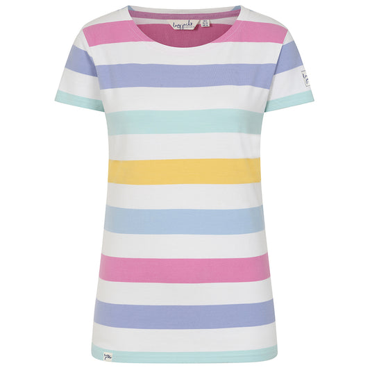 LJ8M - Ladies Multi Short Sleeve Breton - Watercolours