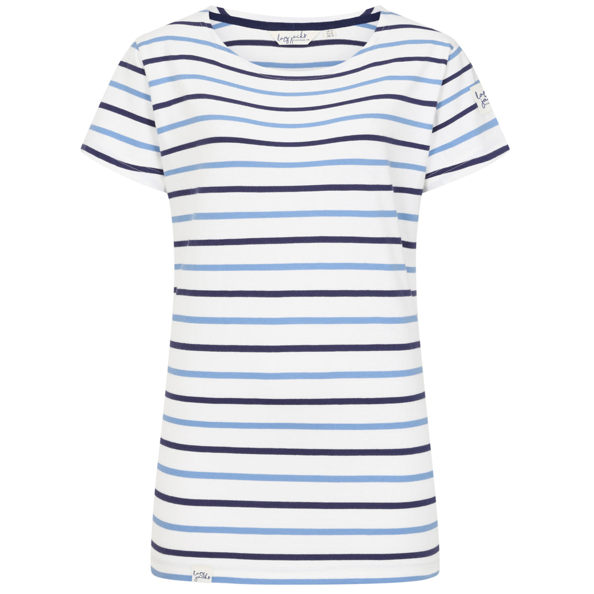 LJ8 - Ladies Short Sleeve Striped Breton Top - Blue