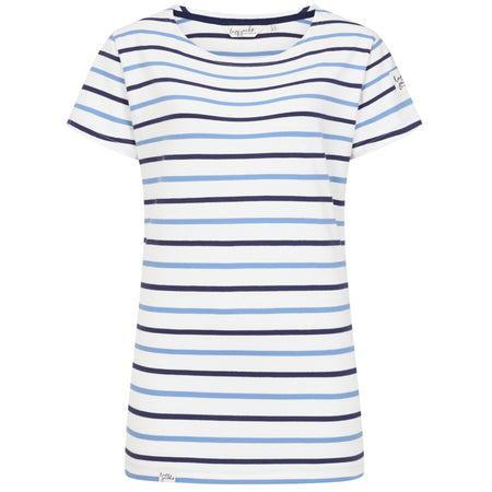LJ8 - Ladies Short Sleeve Striped Breton Top - Blue