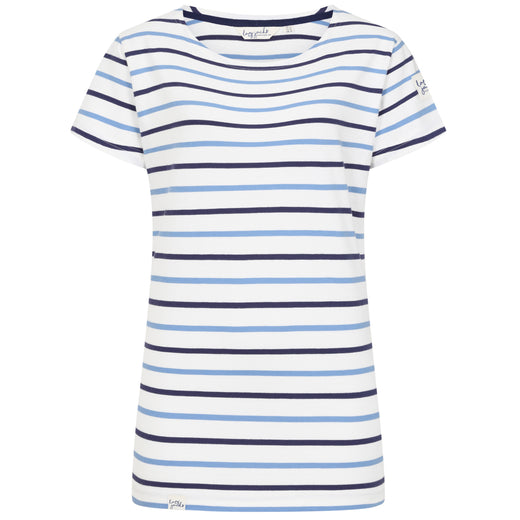 LJ8 - Ladies Short Sleeve Striped Breton Top - Blue