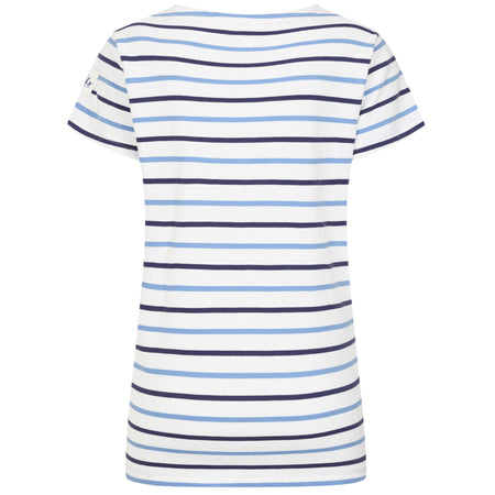 LJ8 - Ladies Short Sleeve Striped Breton Top - Blue