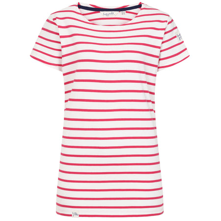 LJ8 - Ladies Short Sleeve Striped Breton Top - Cherry