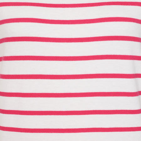 LJ8 - Ladies Short Sleeve Striped Breton Top - Cherry