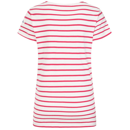 LJ8 - Ladies Short Sleeve Striped Breton Top - Cherry