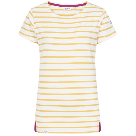 LJ8 - Ladies Short Sleeve Striped Breton Top - Lemon