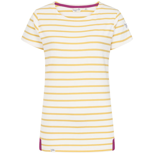 LJ8 - Ladies Short Sleeve Striped Breton Top - Lemon