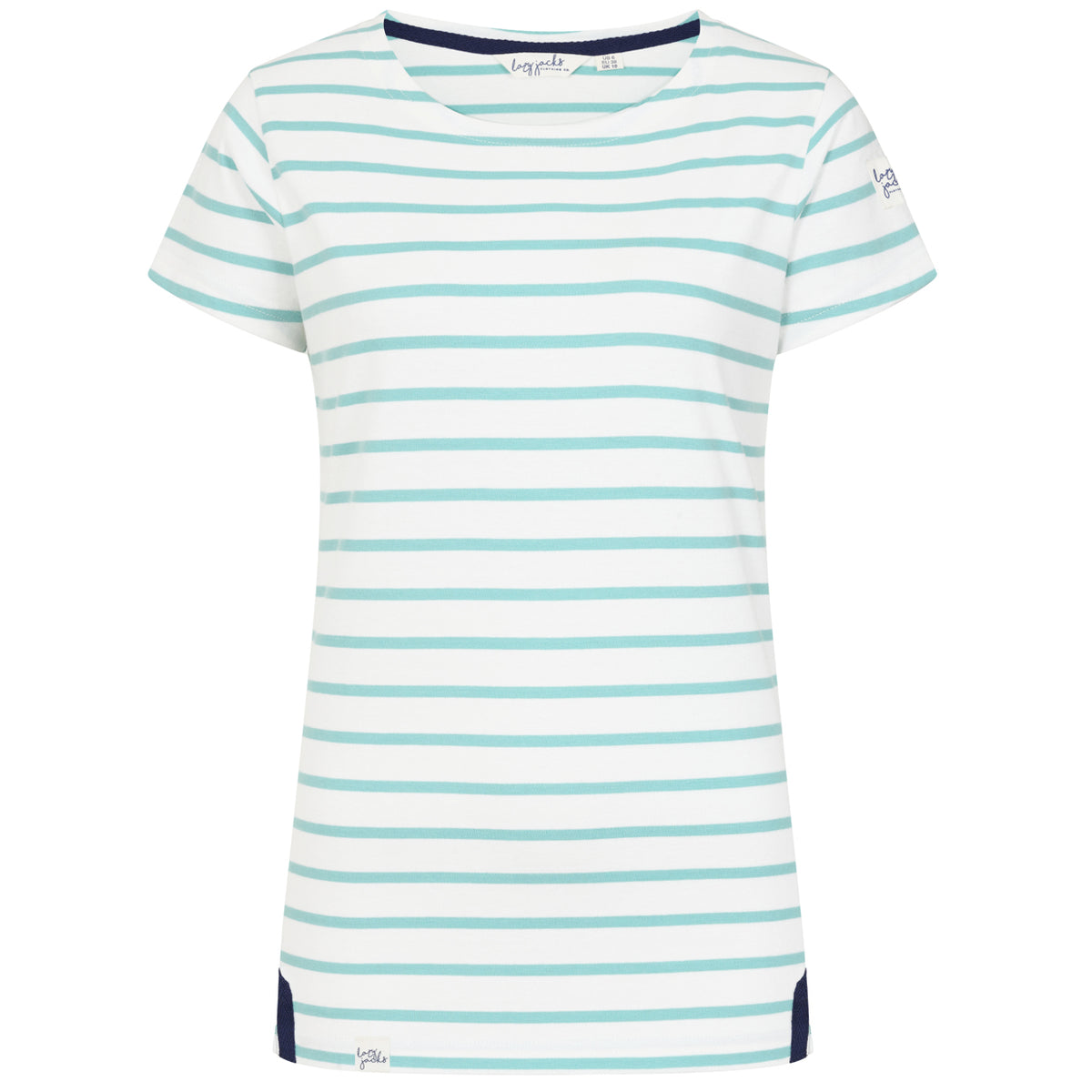 LJ8 - Ladies Short Sleeve Striped Breton Top - Peppermint