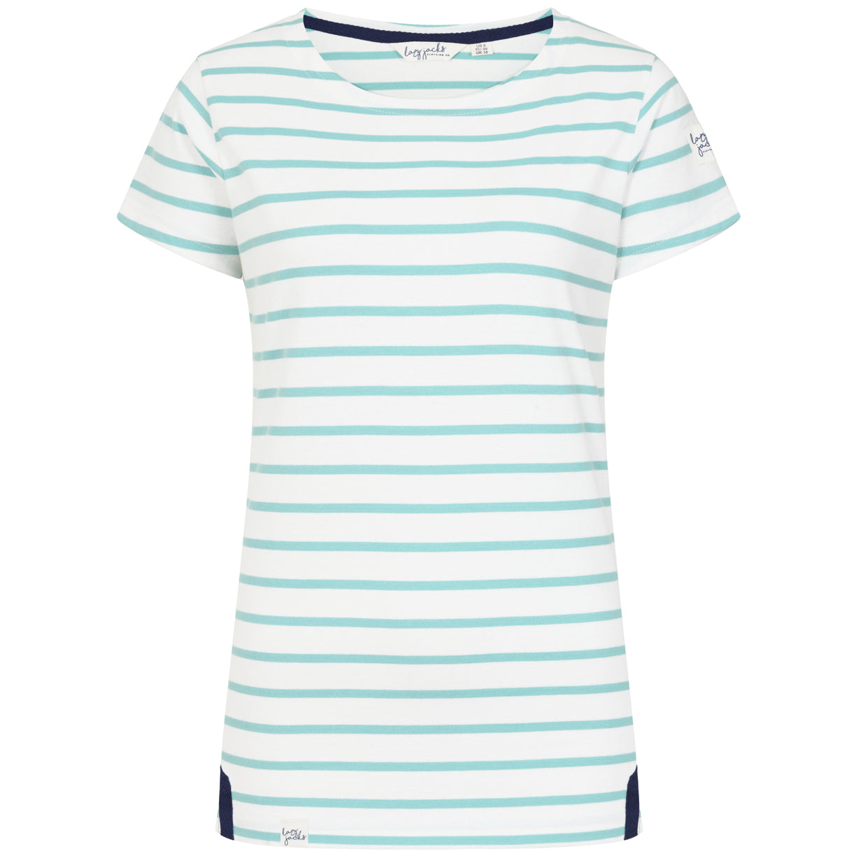 LJ8 - Ladies Short Sleeve Striped Breton Top - Peppermint