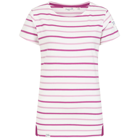 LJ8 - Ladies Short Sleeve Striped Breton Top - Pink
