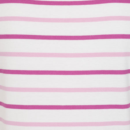 LJ8 - Ladies Short Sleeve Striped Breton Top - Pink