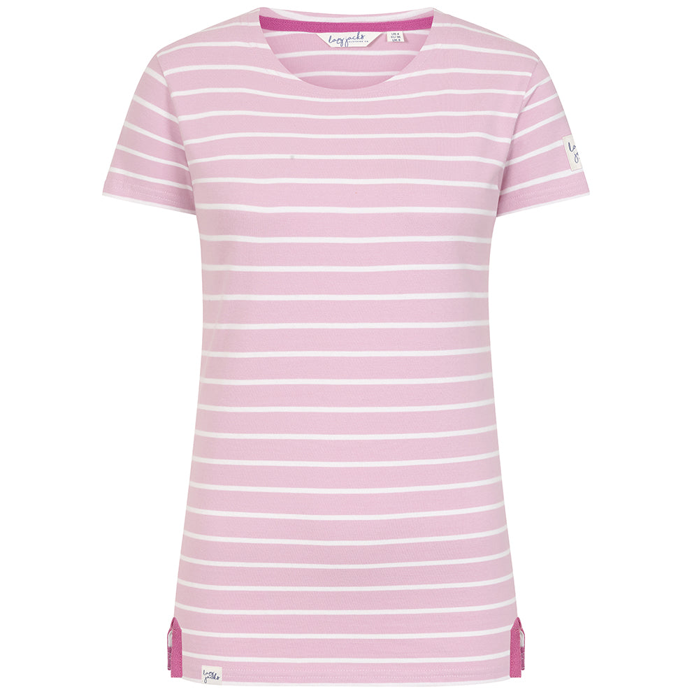 LJ8 - Ladies Short Sleeve Breton Top - Rose