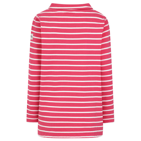 LJ94S - Ladies Striped Roll Neck Sweatshirt - Cherry