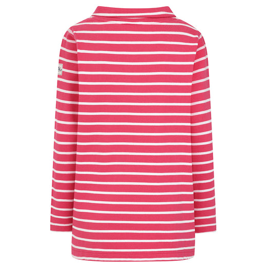 LJ94S - Ladies Striped Roll Neck Sweatshirt - Cherry