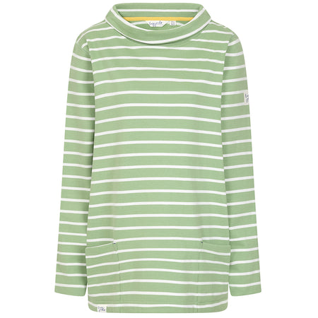 LJ94S - Ladies Striped Roll Neck Sweatshirt -  Grass