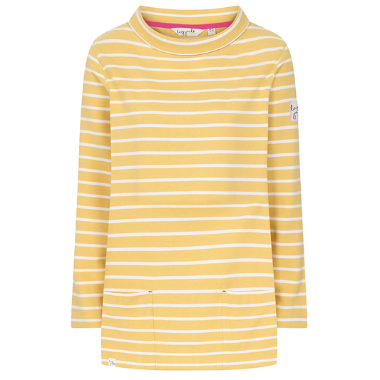 LJ94S - Ladies Striped Roll Neck Sweatshirt - Lemon