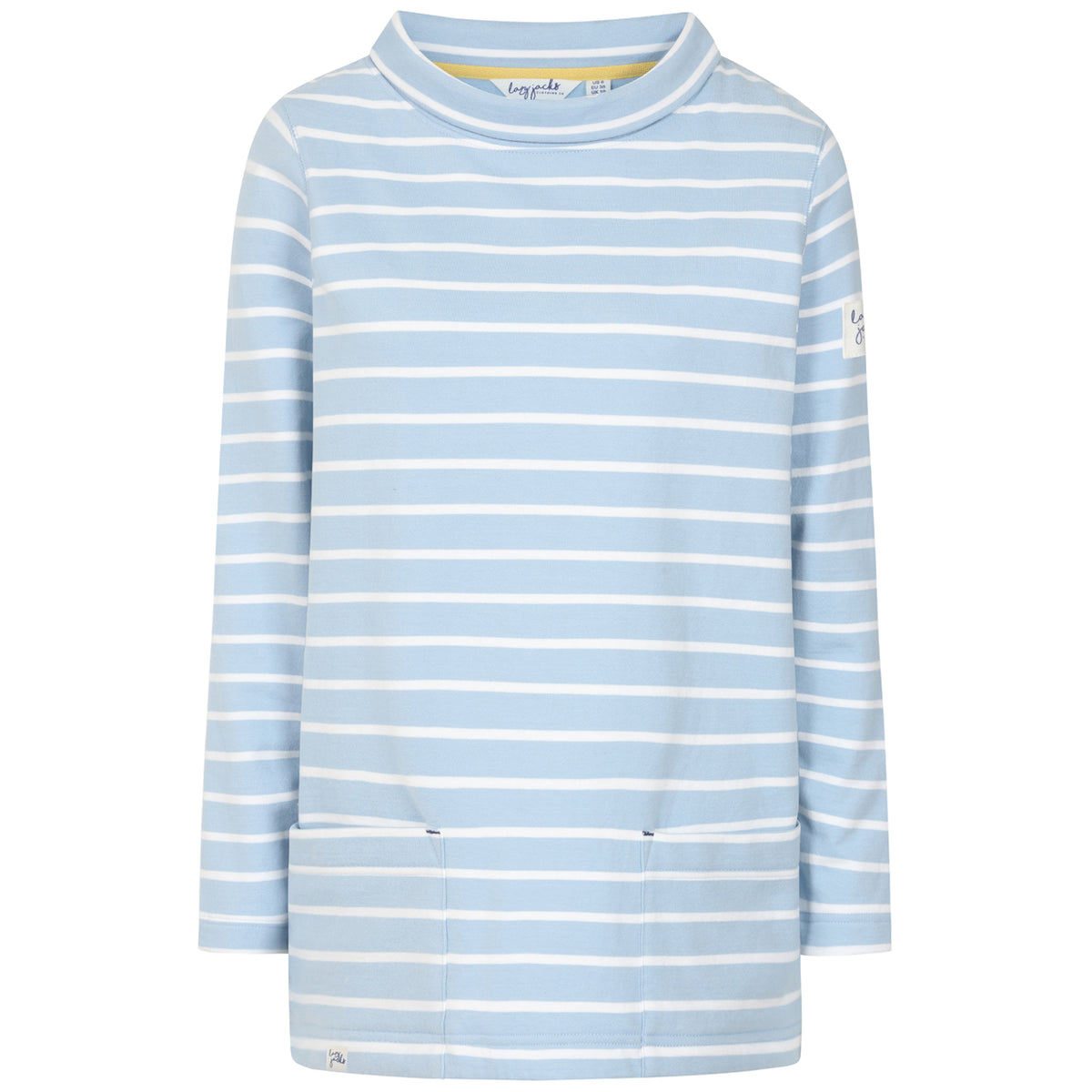 LJ94S - Striped Roll Neck Sweatshirt - Sky