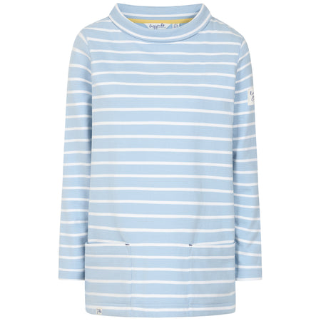 LJ94S - Striped Roll Neck Sweatshirt - Sky