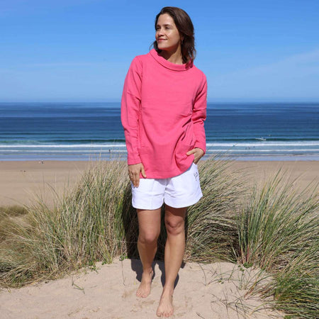 LJ94 - Ladies Roll Neck Sweatshirt - Cherry
