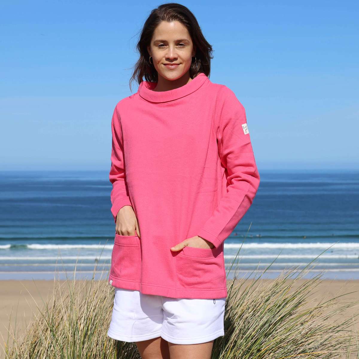 LJ94 - Ladies Roll Neck Sweatshirt - Cherry