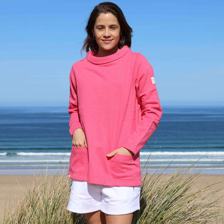 LJ94 - Ladies Roll Neck Sweatshirt - Cherry