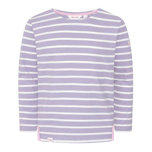 LJ97C - Girl's Long Sleeve Striped Breton Top - Lilac