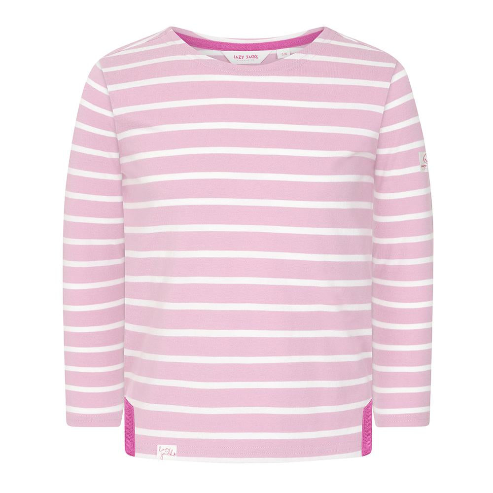 LJ97C - Girls Long Sleeve Striped Breton - Pink