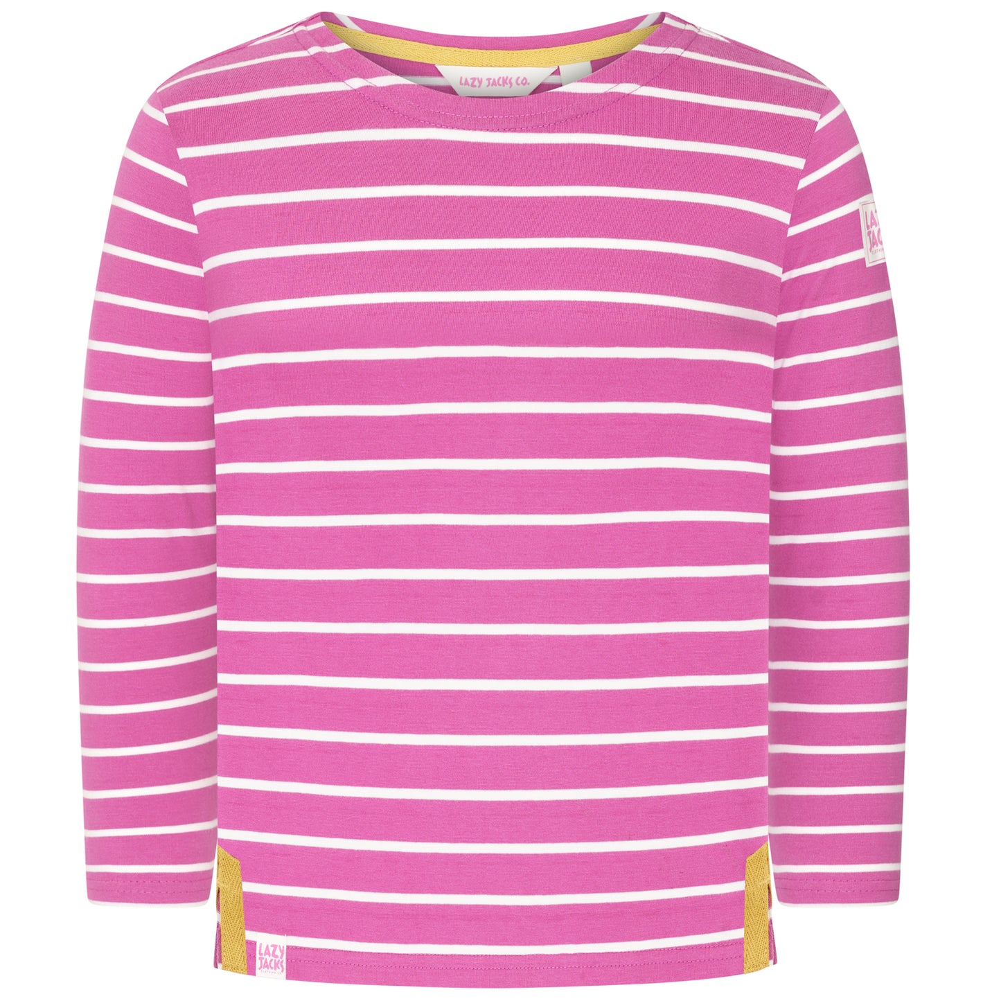 LJ97C - Girls' Striped Breton Top - Raspberry