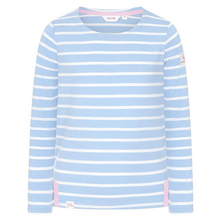 LJ97C - Girls Long Sleeved Striped Breton - Sky