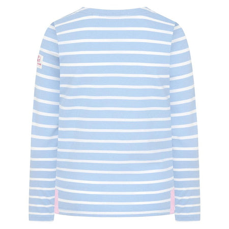 LJ97C - Girls Long Sleeved Striped Breton - Sky