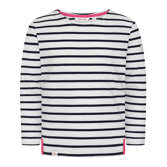 LJ97C - Girls Long Sleeve Breton Top - Chalk