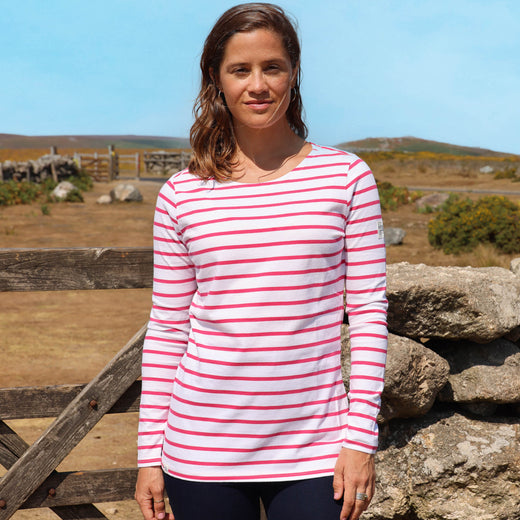 LJ97 - Long Sleeve Striped Breton - Cherry
