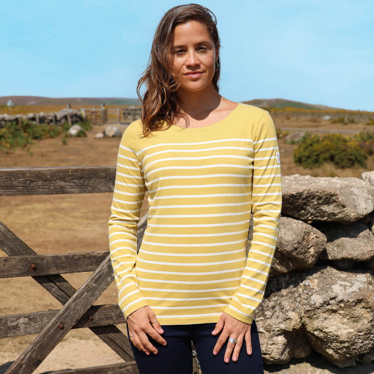 LJ97 - Long Sleeve Striped Breton - Heather