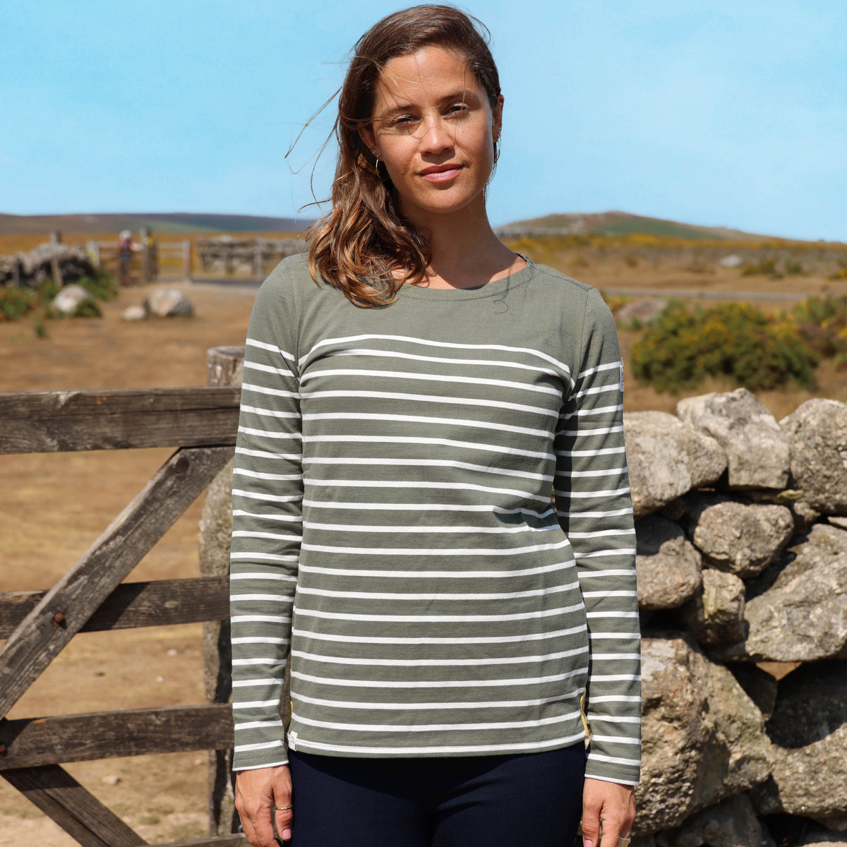 LJ97 - Striped Breton Top - Khaki