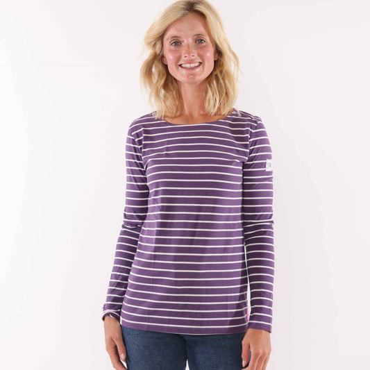 LJ97 - Striped Breton Top - Loganberry