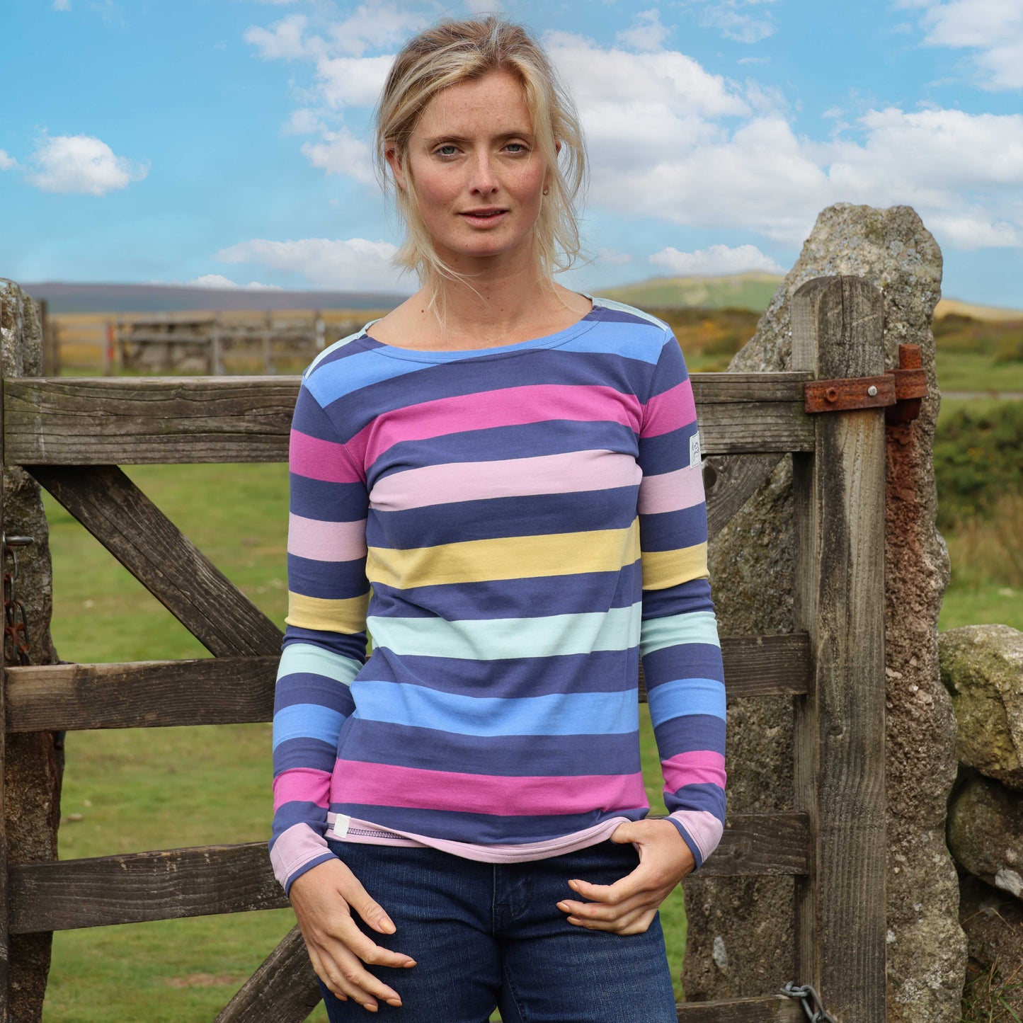 LJ97M - Multi Striped Breton Top - Twilight Multi