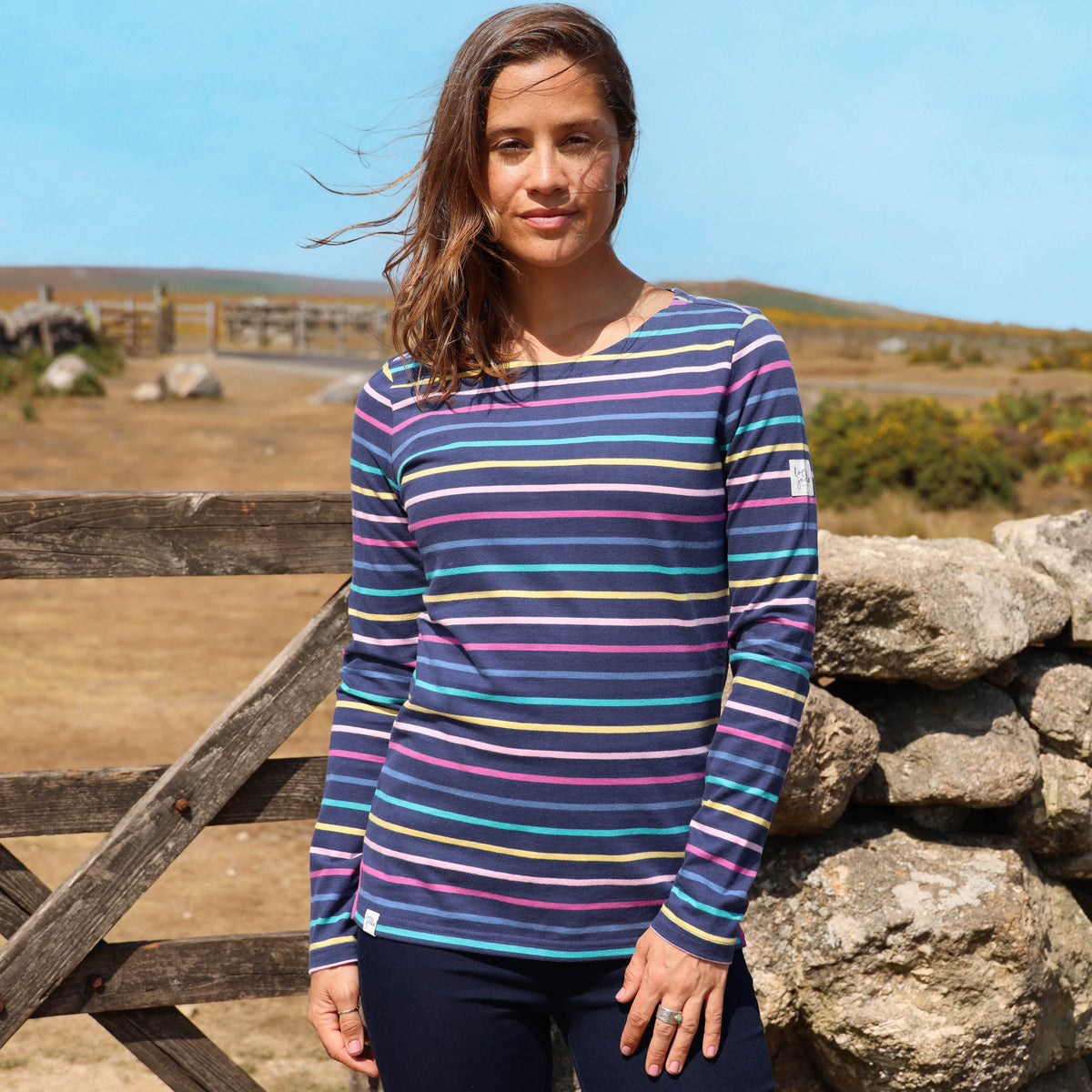 LJ97M - Long Sleeve Striped Breton - Twilight Colours