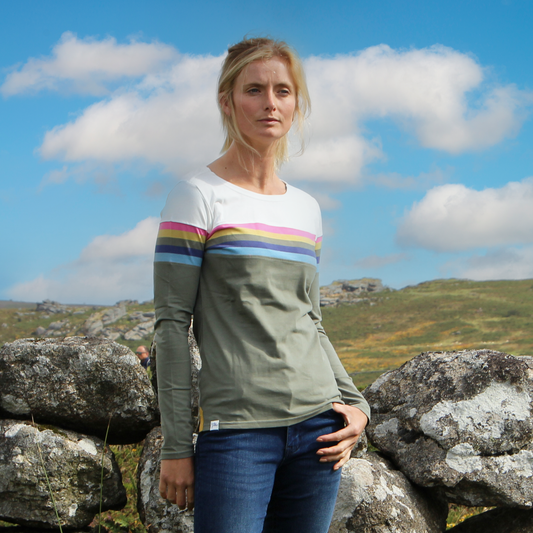 LJ97M - Multi Striped Breton Top - Khaki