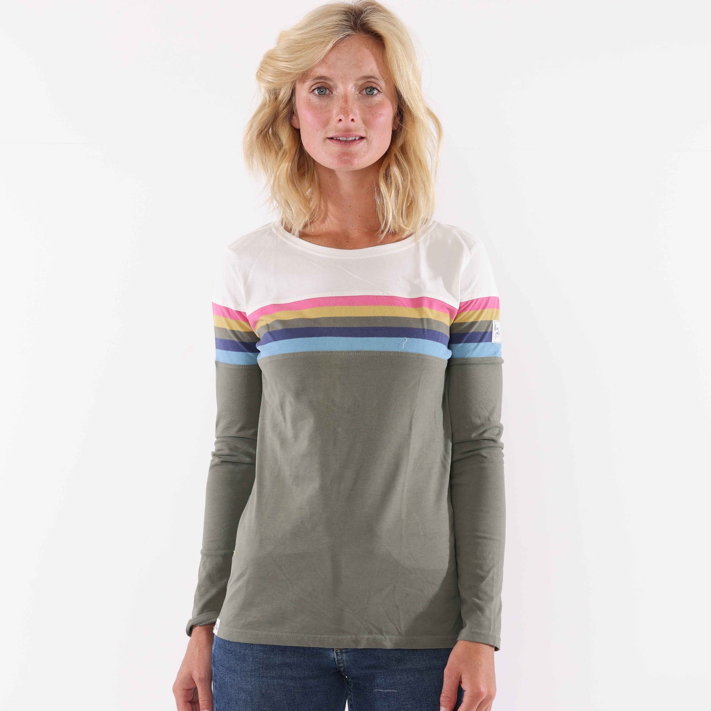 LJ97M - Multi Striped Breton Top - Khaki