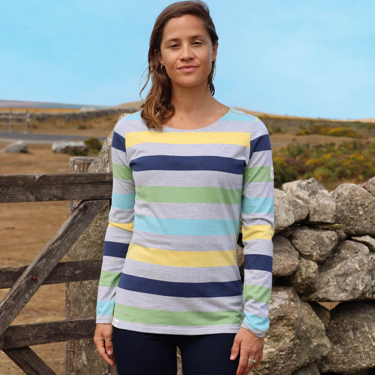 LJ97M - Long Sleeve Multi Striped Breton - Winter Greens