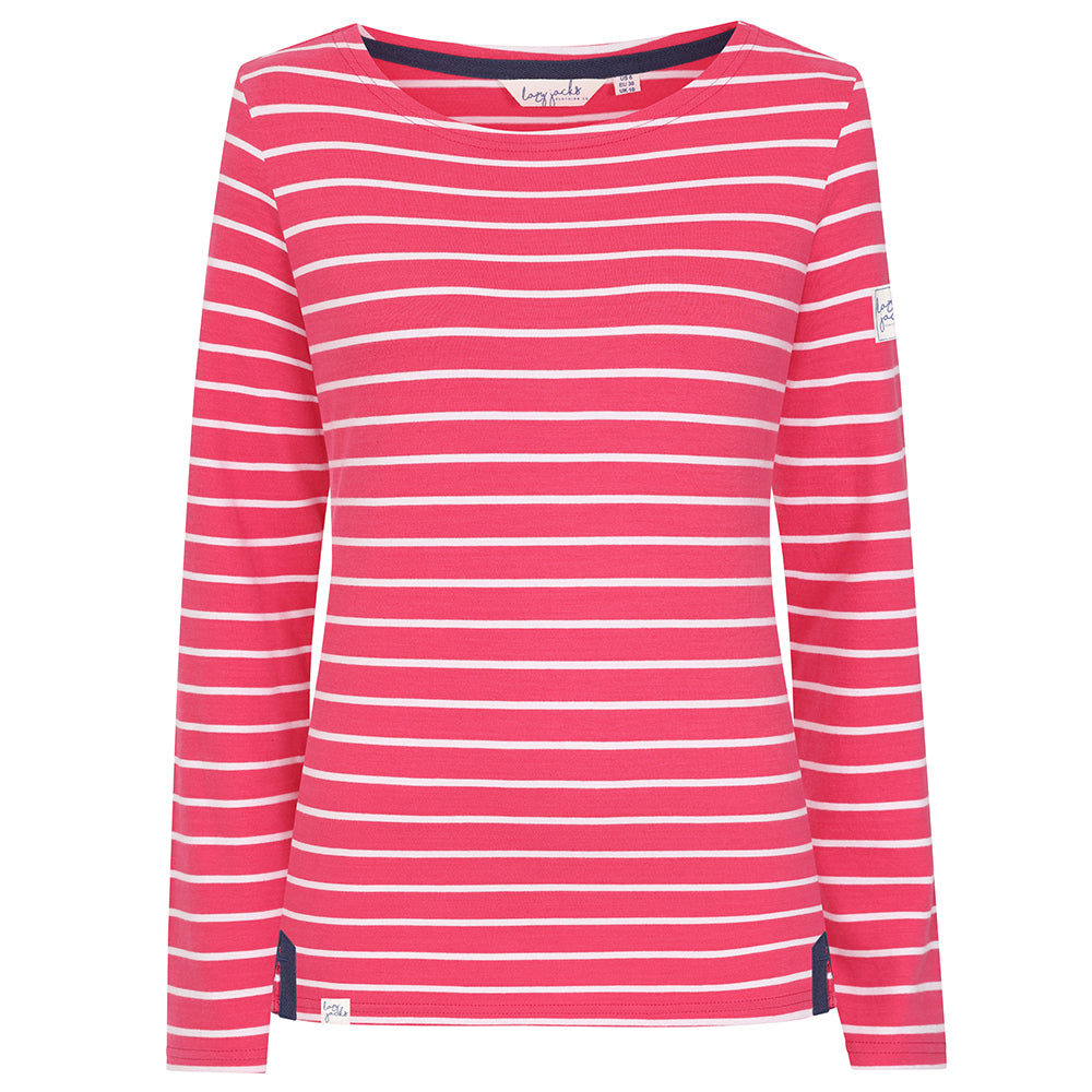 LJ97 - Ladies Long Sleeve Breton Top - Cherry
